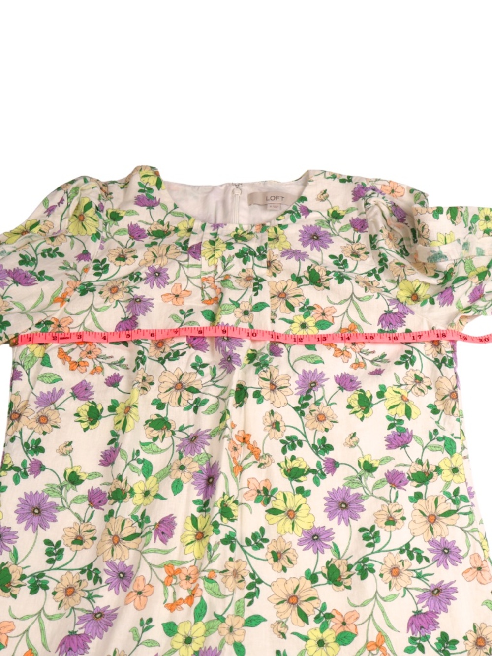 LOFT Floral Linen Blend Shift Dress Long Sleeve Size 8 Spring Dress - Picture 4 of 7